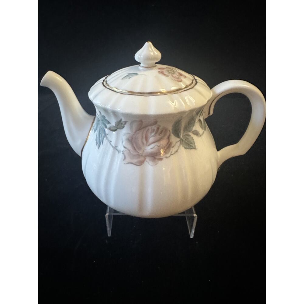 Royal Worcester Sylvan Teapot – Fine Bone China Floral with Gold Trim